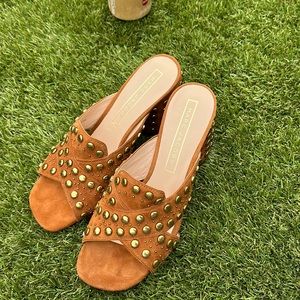 Marc jacobs studded open toe cross sandle wedge